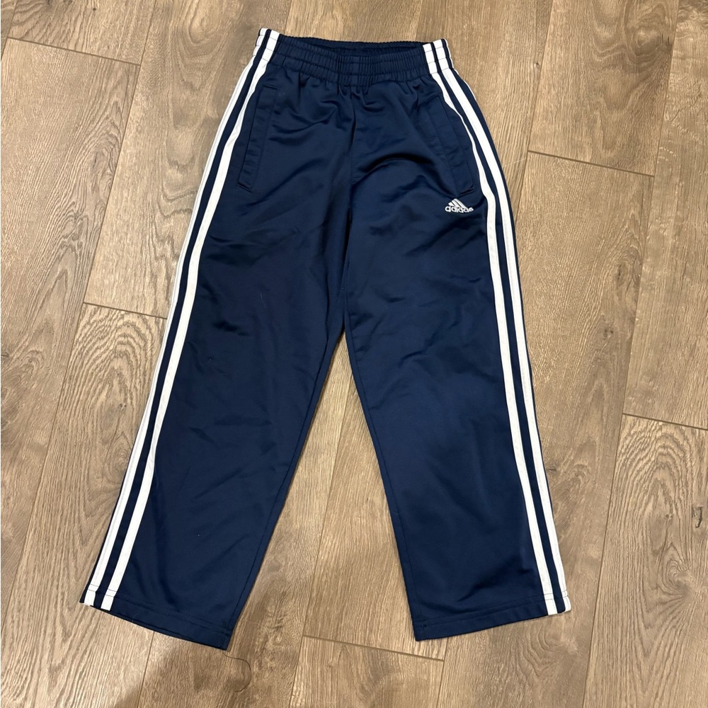 Adidas Kids Dark Blue Joggers with White Stripes